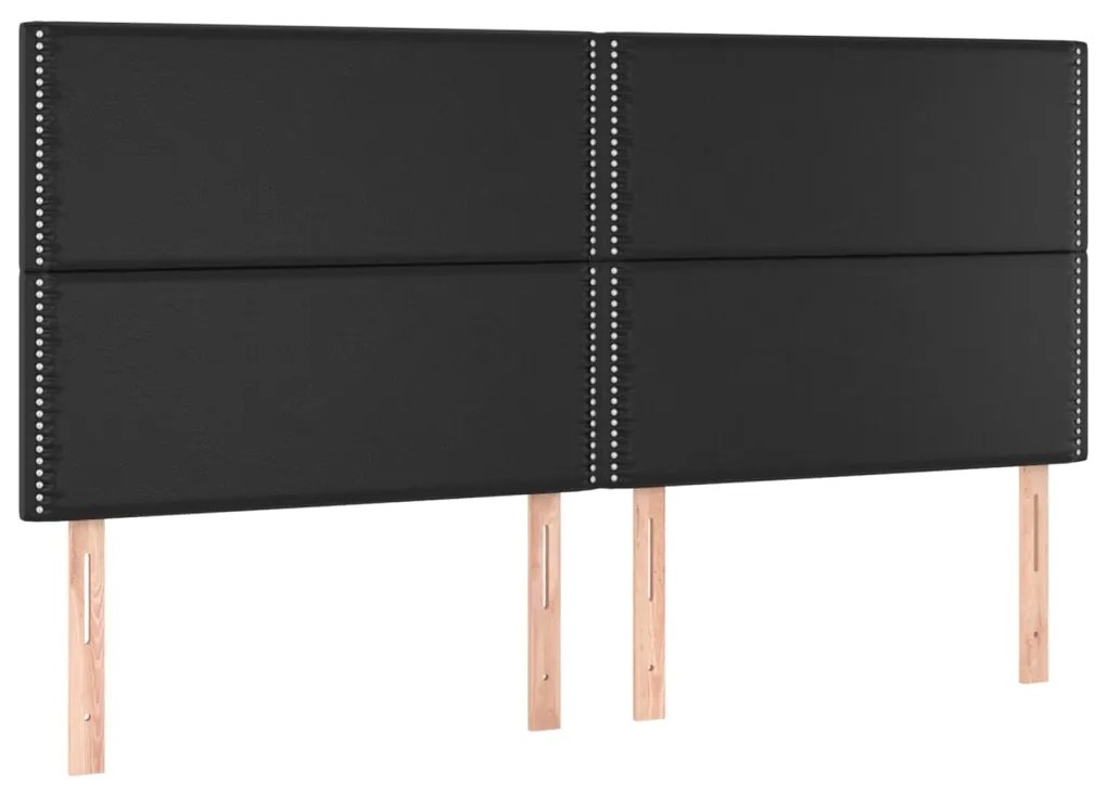 3116294 vidaXL Горни табли за легло, 4 бр,черна,90x5x78/88 см, изкуствена кожа