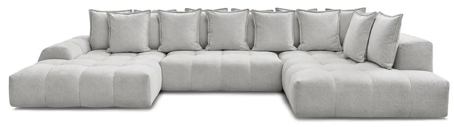 Светлосив шенилов сгъваем/с място за съхранение ъглов диван (десен ъгъл/U форма) Everest – Bobochic Paris
