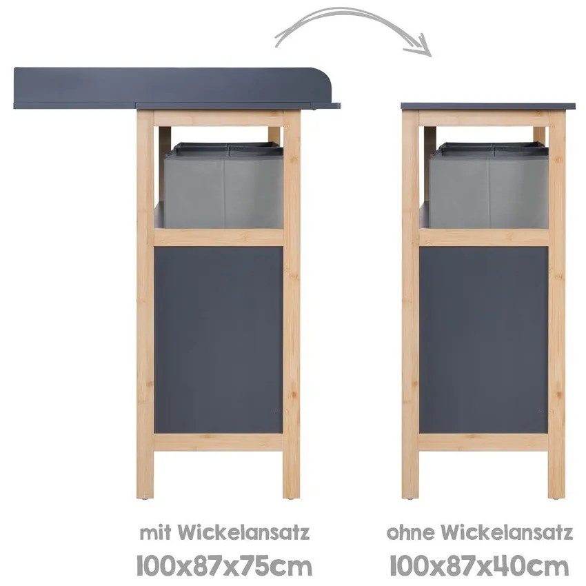 Антрацитен нисък детски скрин 87x75 cm Berlin – Roba