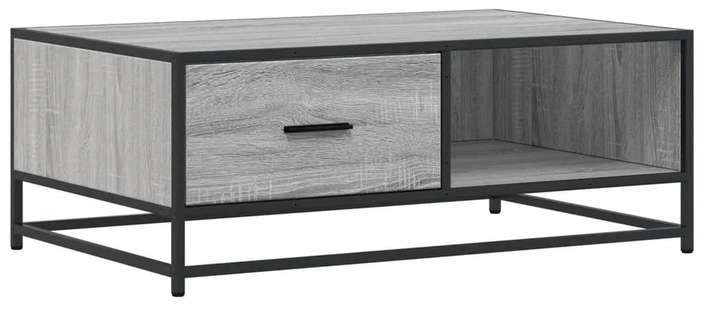 848757 vidaXL Кафе маса, сив сонома, 90x57x35 см, инженерно дърво и метал