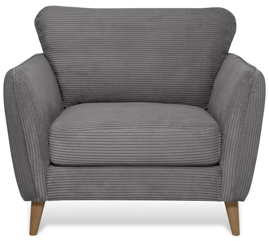 Тъмносиво кресло от рипсено кадифе Paris – Scandic