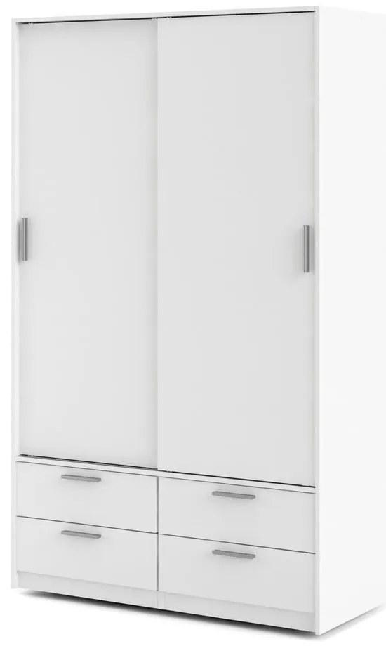 Бял гардероб с плъзгащи се врати 121x200 cm Line - Tvilum