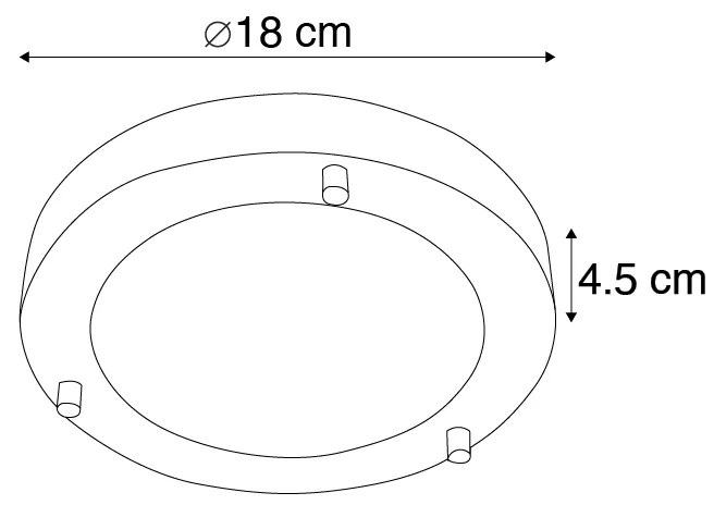 Модерна таванна лампа стомана 18 см IP44 - Yuma