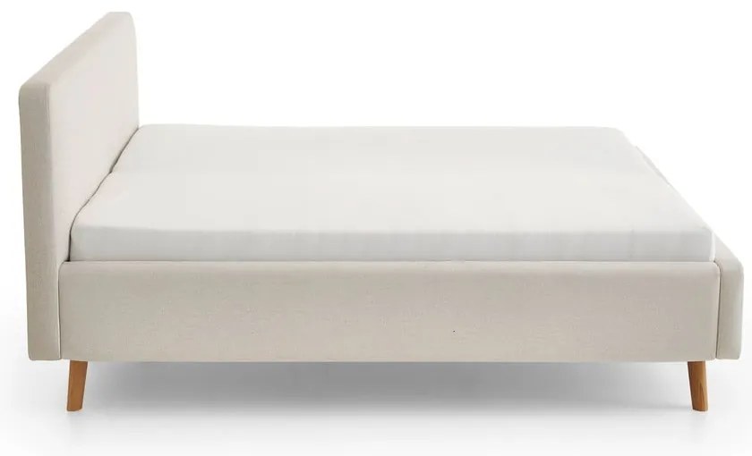 Кремаво двойно легло 160x200 cm тапицирано без ламелно дъно Mattis – Meise Möbel