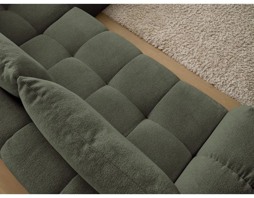 Зелен шенилов сгъваем/с място за съхранение ъглов диван (десен ъгъл/L форма) Everest – Bobochic Paris