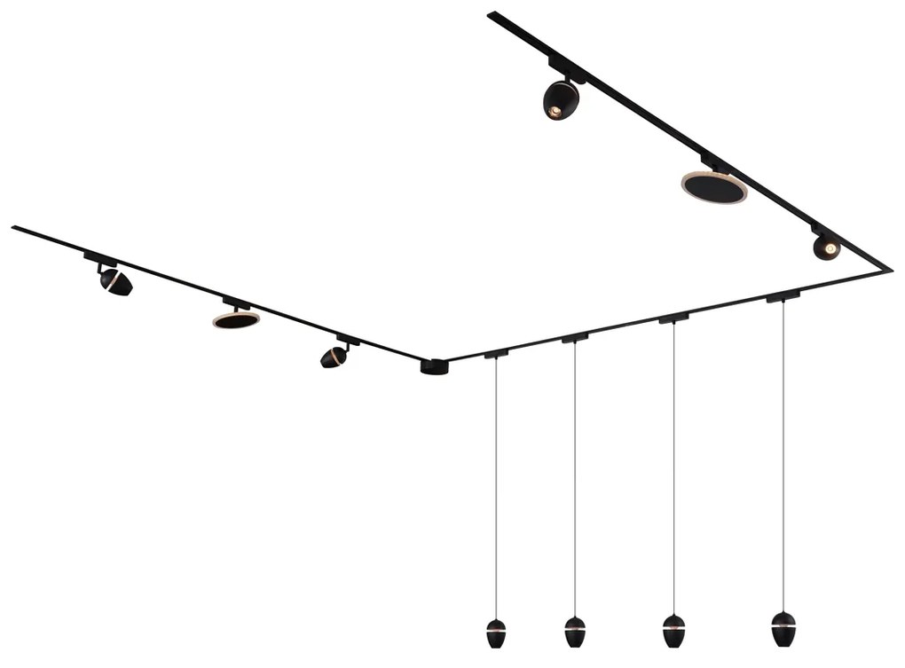 Релсова система за осветление с 10 светлини, черна, 1-фазна - Magnetic Eggy Puk