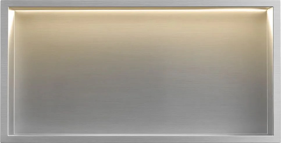 Вграден рафт за баня LED 30x60 steel brush