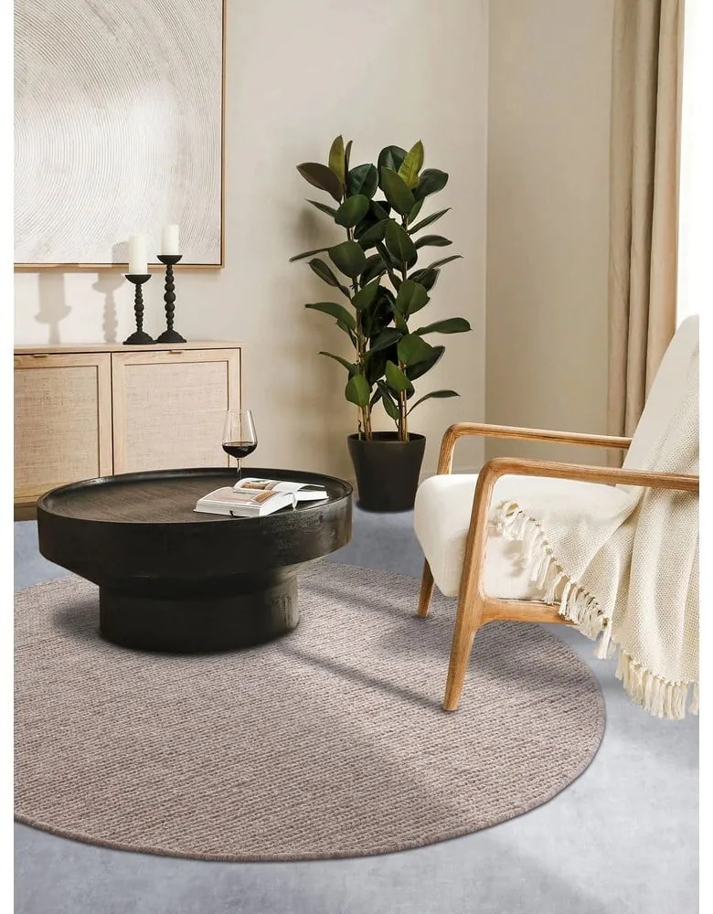 Светлокафяв ръчно изработен вълнен кръгъл килим ø 160 cm Francois – Villeroy&Boch