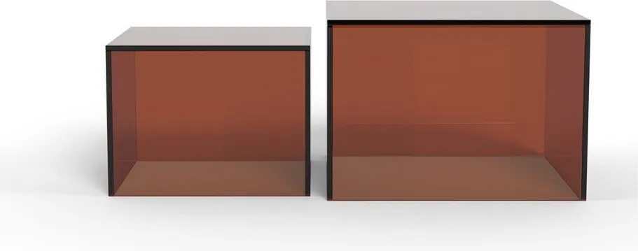 Кафяви стъклени масички за кафе в комплект 2 бр. 50x50 cm Dice – Actona