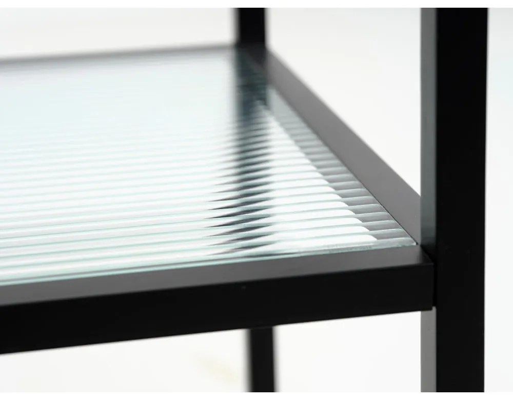 Стъклена маса за сервиране на колела 42x70 cm Bronco - Unique Furniture