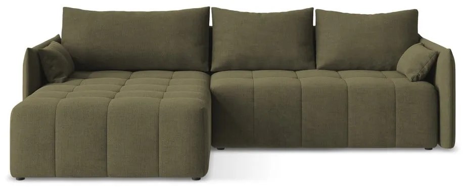 Разтегателен ъглов диван с място за съхранение в цвят каки (ляв ъгъл) Moku – Makamii