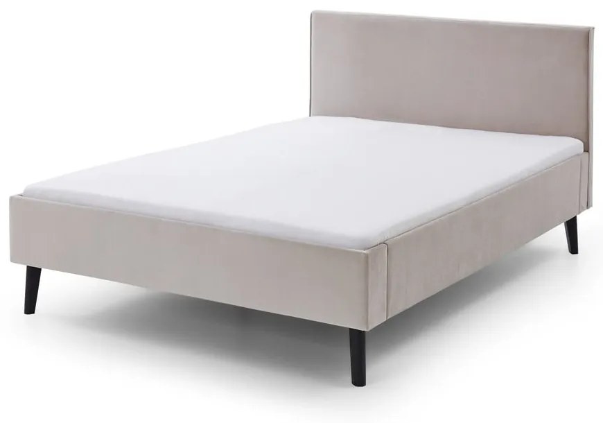 Бяло/кремаво двойно легло 140x200 cm тапицирано без ламелно дъно Leira – Meise Möbel