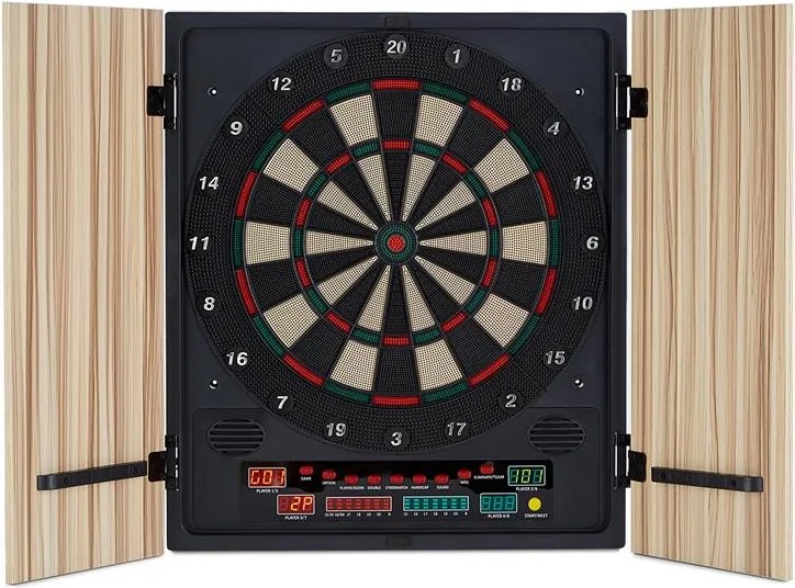 KLARFIT Dartmaster 180, бежов, дартс, автомат за дартс, мек връх, врата