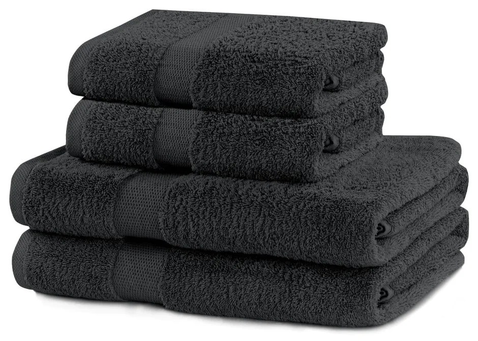 Тъмносиви памучни хавлии и кърпи за баня в комплект от 4 бр. от тери Marina – Restilo