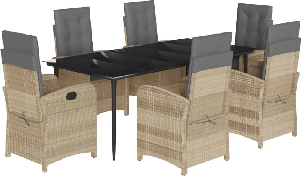 3212397 vidaXL Градински комплект с възглавници 7 части бежов микс полиратан