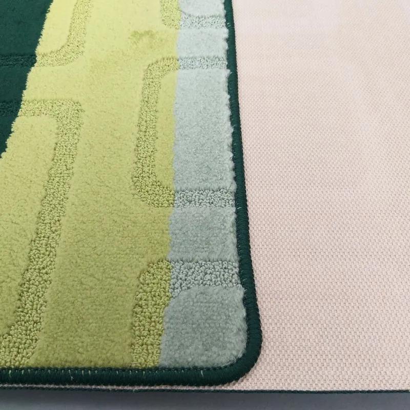 Комплект килимчета за баня от две части в зелен цвят 50 cm x 80 cm + 40 cm x 50 cm
