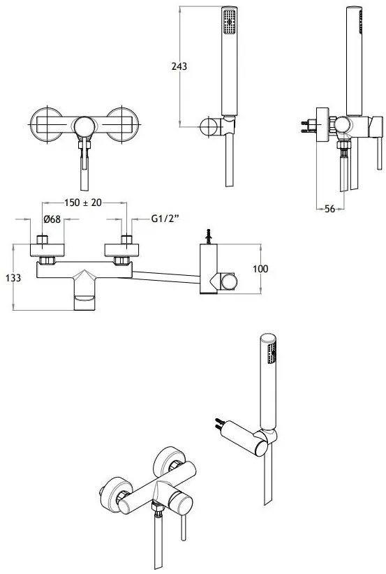 Кран за душ Eurorama Tonda-Хром