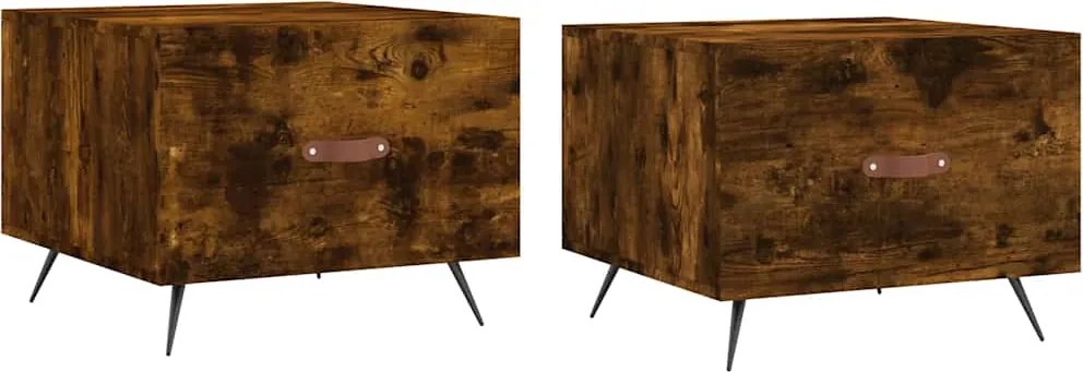 829343 vidaXL Кафе маси, 2 бр, опушен дъб, 50x50x40 см, инженерно дърво