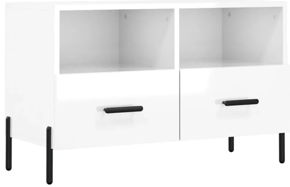 828982 vidaXL ТВ шкаф, бял гланц, 80x36x50 см, инженерно дърво