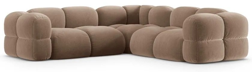 Кафяв кадифен ъглов диван Loretto – Cosmopolitan Design