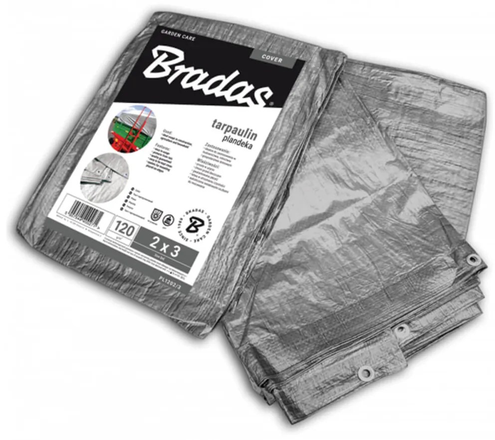 Покривало – платнище Bradas подсилено, 3 x 4m, 120 гр/м2 – сиво