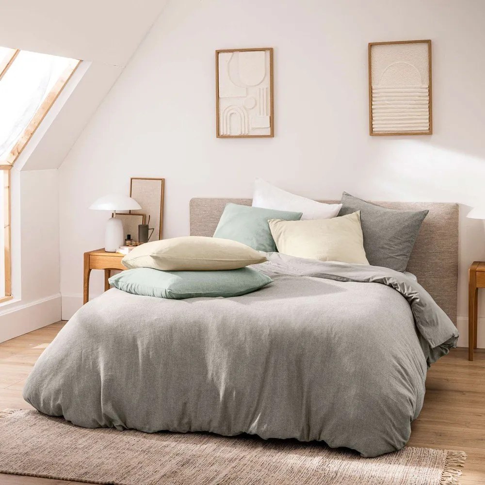 Сиво двойно /удължено 3 части памучно спално бельо 240x220 cm Meline – douceur d'intérieur