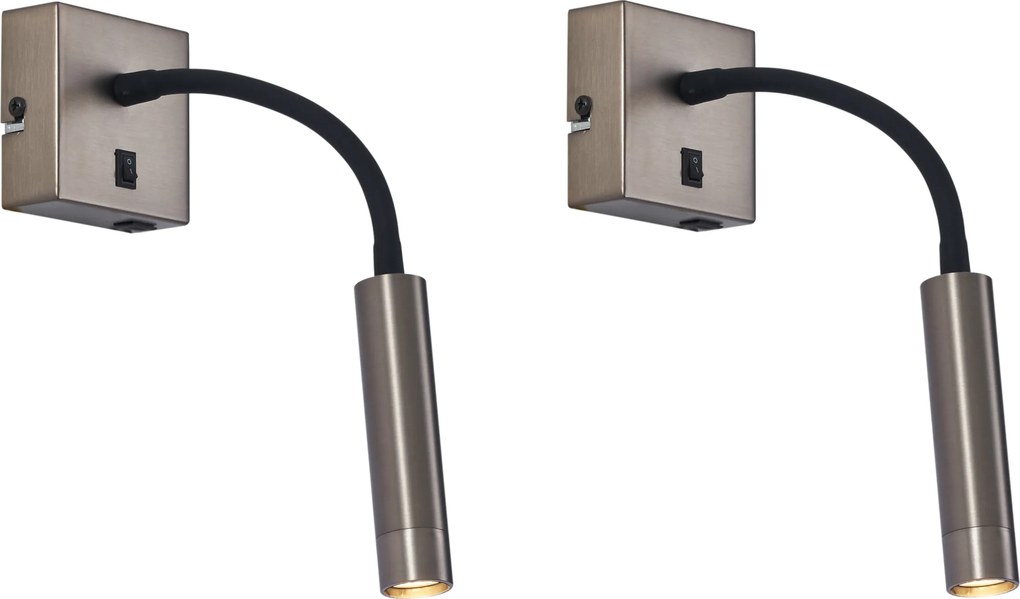 Комплект от 2 модерни стенни лампи антрацит с USB-C - Gosna
