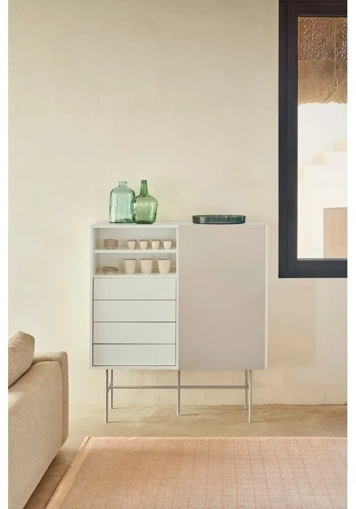 Светлосив и кремав висок скрин с плъзгащи се врати 120x140 cm Nube - Teulat