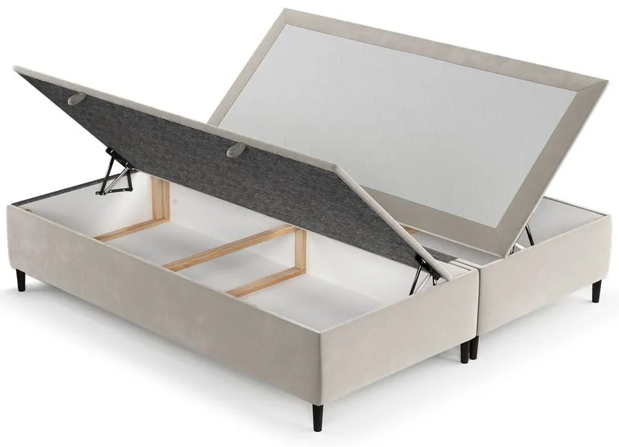 Кремаво тапицирано двойно легло с място за съхранение 140x200 cm Tate – Maison de Rêve