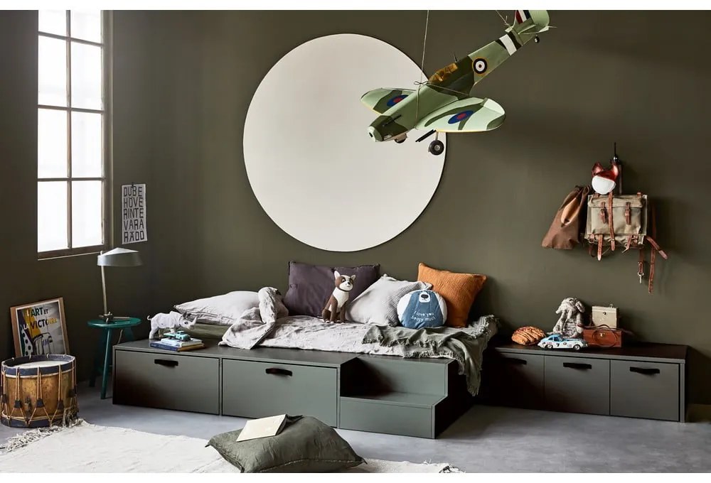 Детски шкаф от борова дървесина в зелено-сиво 120x36 cm Stage - vtwonen