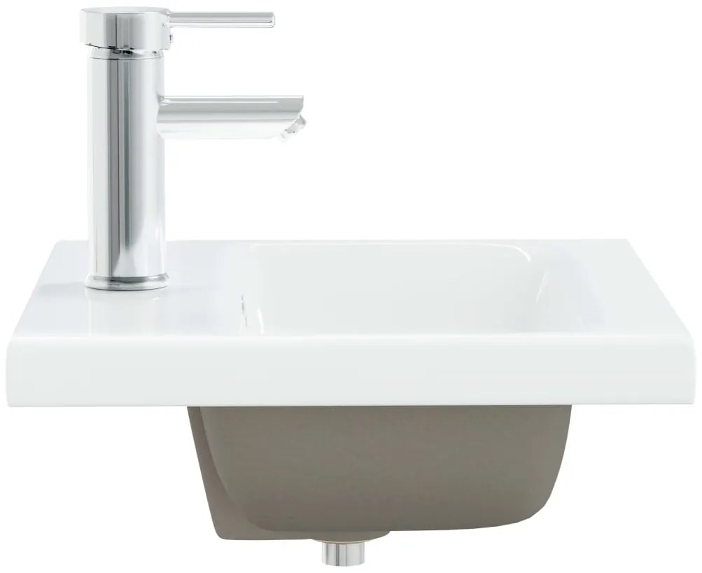 Мивка за вграждане със смесител, 42x39x18 см, керамична, бяла