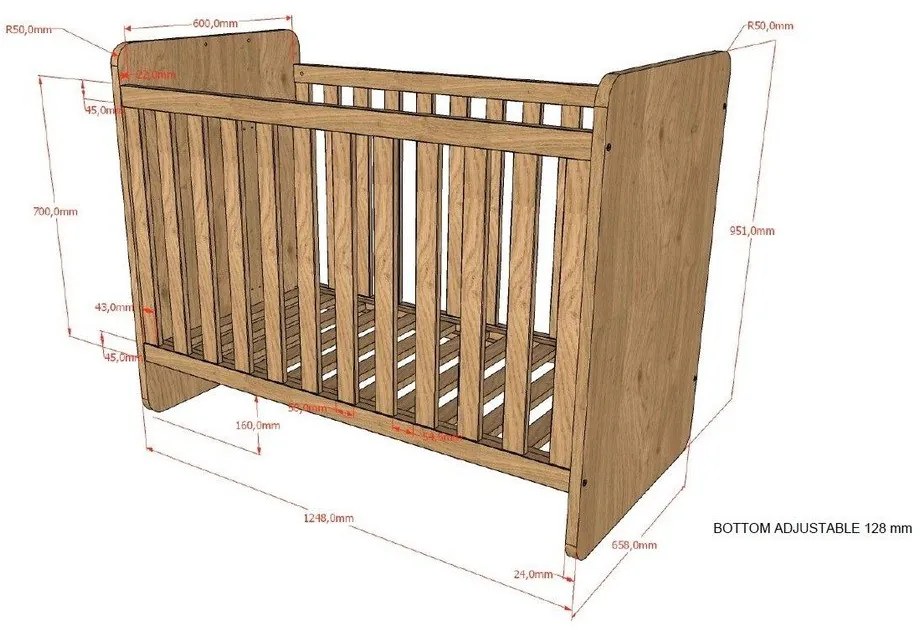 Детско креватче в естествен цвят 60x120 cm Sam – Vipack