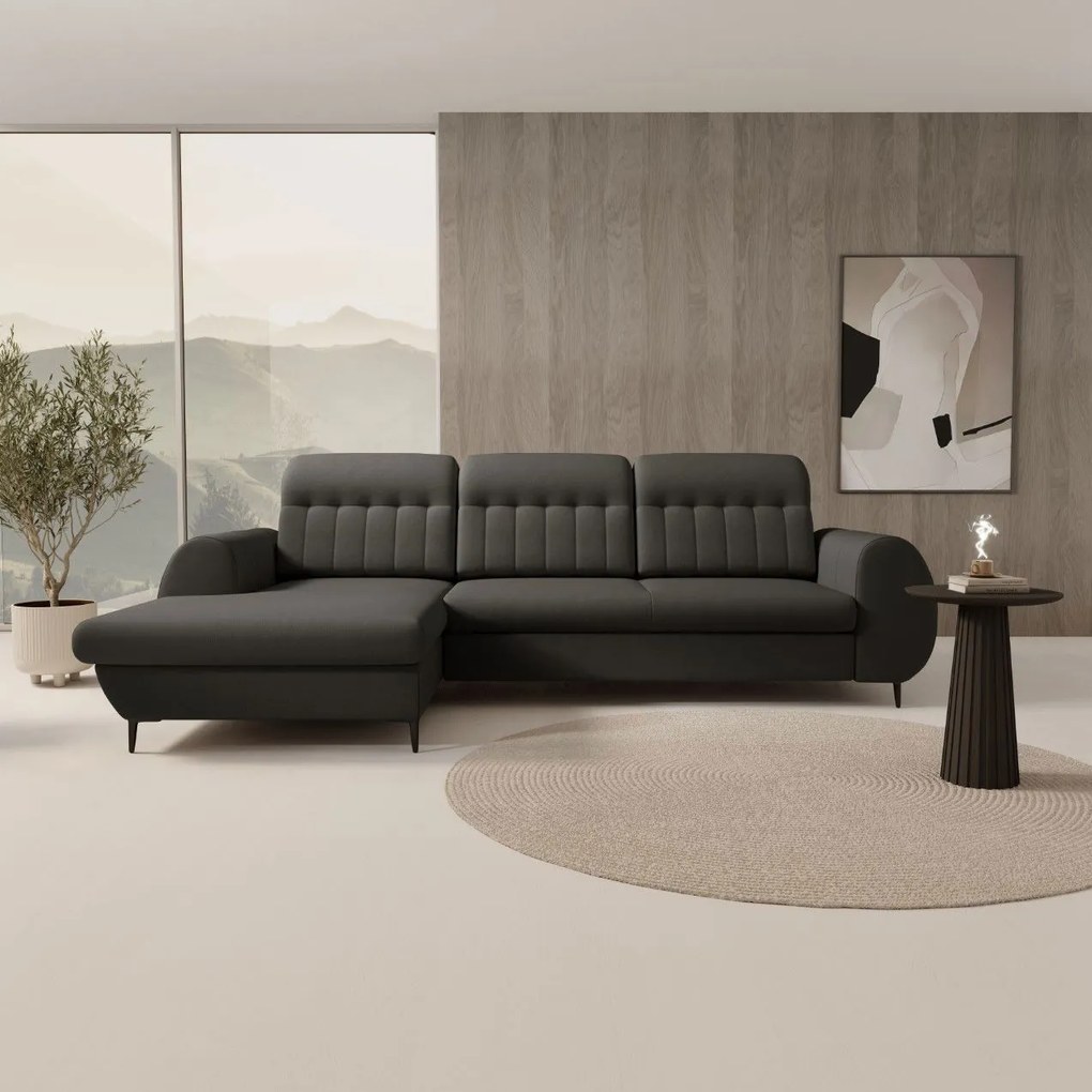 Ъглов диван Blanc-Тъмносив-Ляво