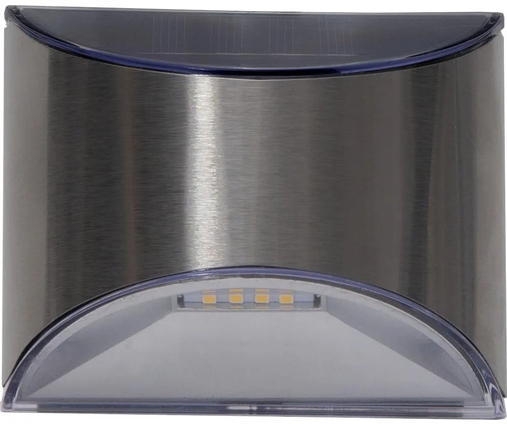 Комплект от 2 слънчеви LED лампи за стена от неръждаема стомана, височина 8 см Wally - Star Trading