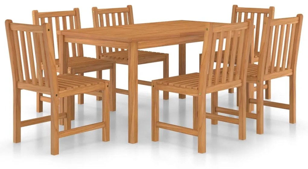 3059934 vidaXL Градински комплект за хранене, 7 части, 150x90 см, масивно тиково дърво