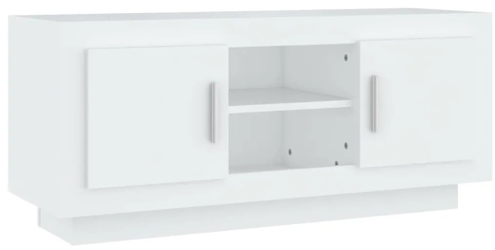 811790 vidaXL ТВ шкаф, бял, 102x35x45 см, инженерно дърво