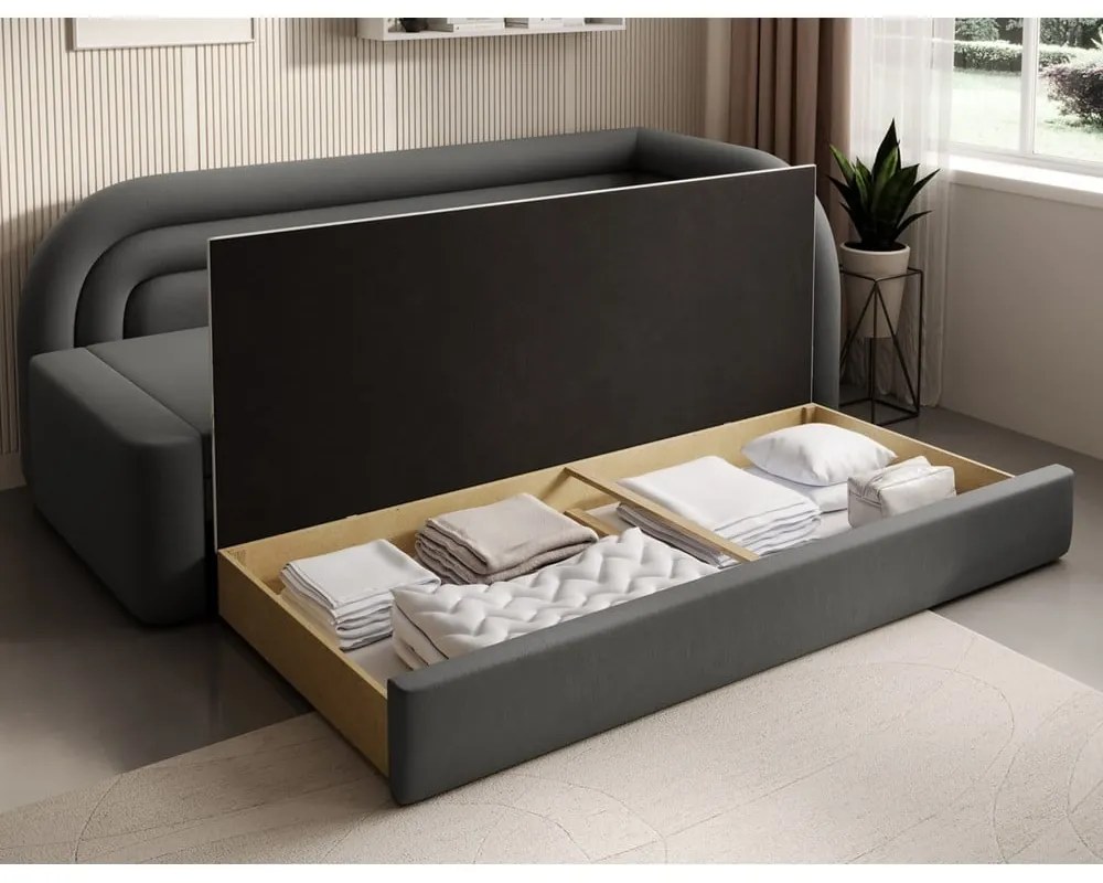 Кафяво-сив кадифен сгъваем/с място за съхранение диван десен ъгъл 223 cm Fabillo – ELTAP