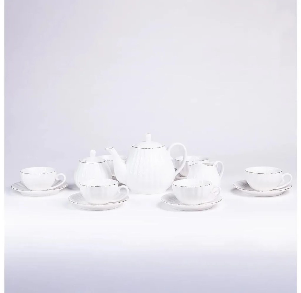 Порцеланов комплект за кафе, 15 части, бял