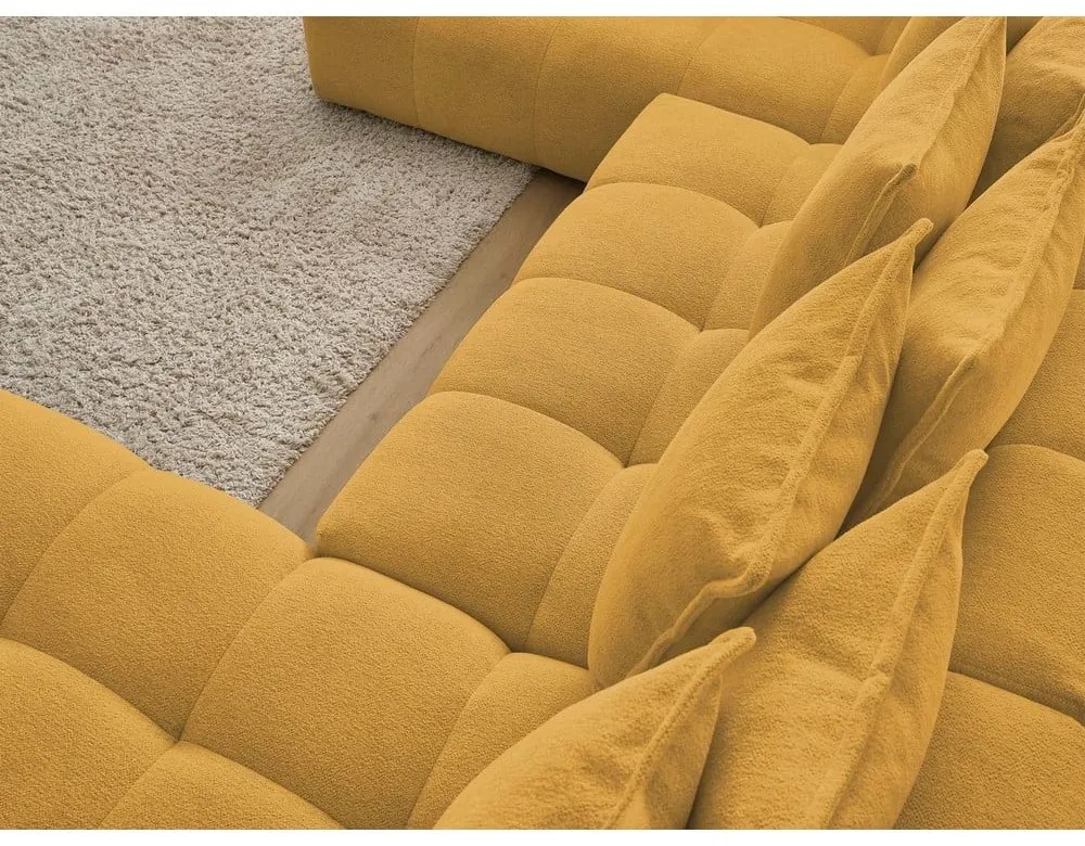Шенилов сгъваем/с място за съхранение ъглов диван в цвят горчица (ляв ъгъл/U форма) Everest – Bobochic Paris