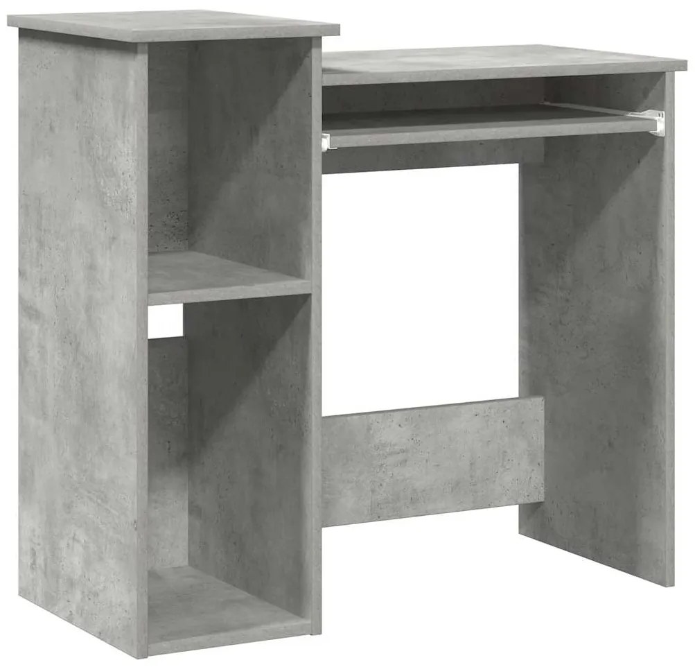 860448 vidaXL Бюро с рафтове, бетонно сиво, 84x40x78 см, ПДЧ