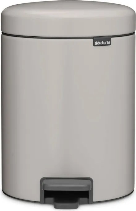 Кош за боклук с педал Brabantia NewIcon 1010434, 5 л, Леко затваряне, Противоплъзгаща основа, Светлосив
