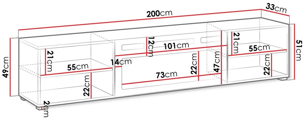 ТV шкаф Polo-Mauro-Дължина: 200см