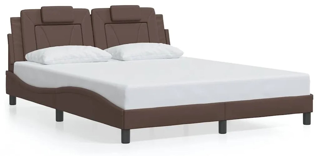 3208105 vidaXL Рамка за легло Viana без матрак, кафява, 160x200 см, изкуствена кожа