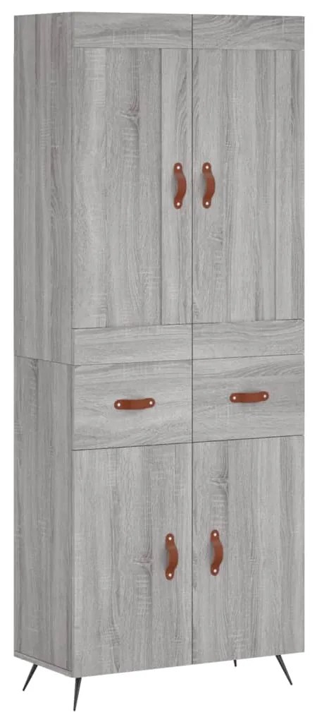 3199855 vidaXL Висок шкаф, сив сонома, 69,5x34x180 см, инженерно дърво