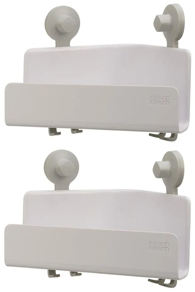 Бели ъглови самоносещи пластмасови рафтове за баня в комплект от 2 EasyStore - Joseph Joseph