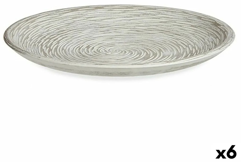 Декоративна чиния Ø 29 cm Спирала Бял Дървен MDF (6 броя)