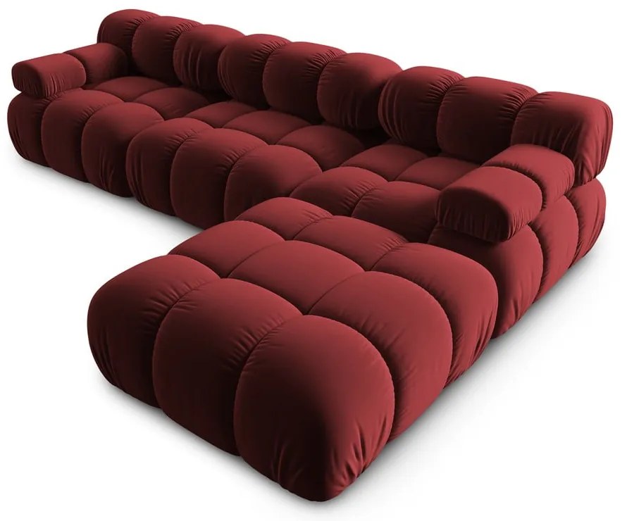 Червен ъглов диван от кадифе Bellis - Micadoni Home