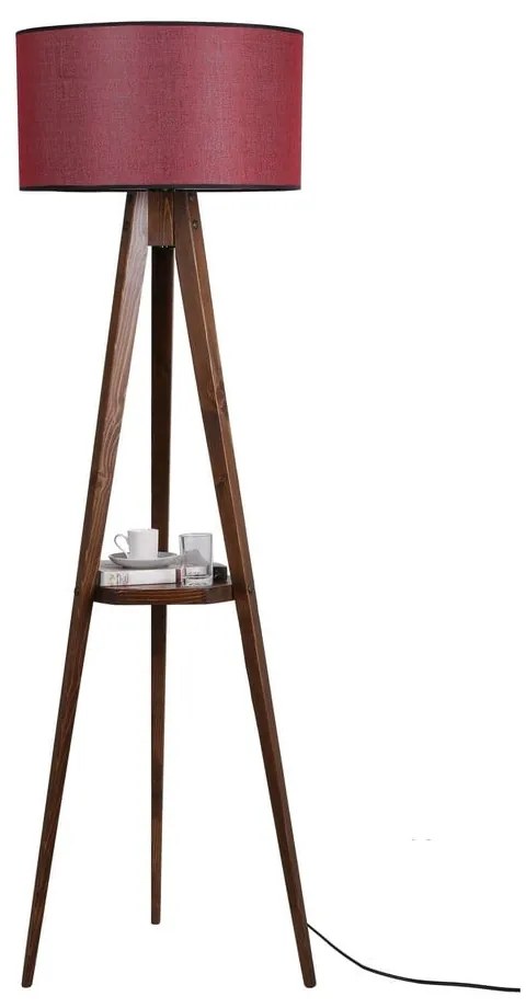 Червена и кафява подова лампа с текстилен абажур (височина 153 cm) Sehbalı Tripod – Opviq lights
