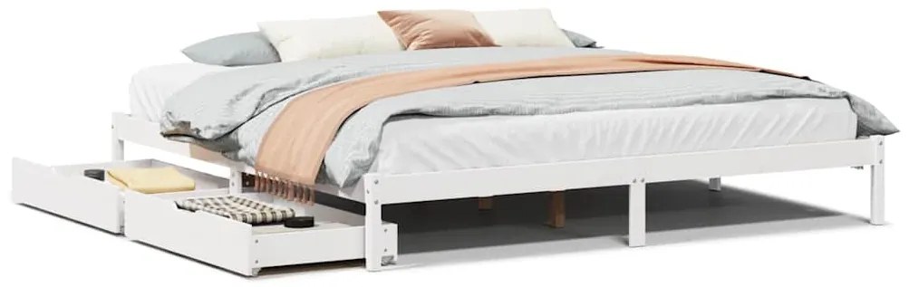 3301443 vidaXL Рамка за легло без матрак, бял, 180x200 см, бор масив