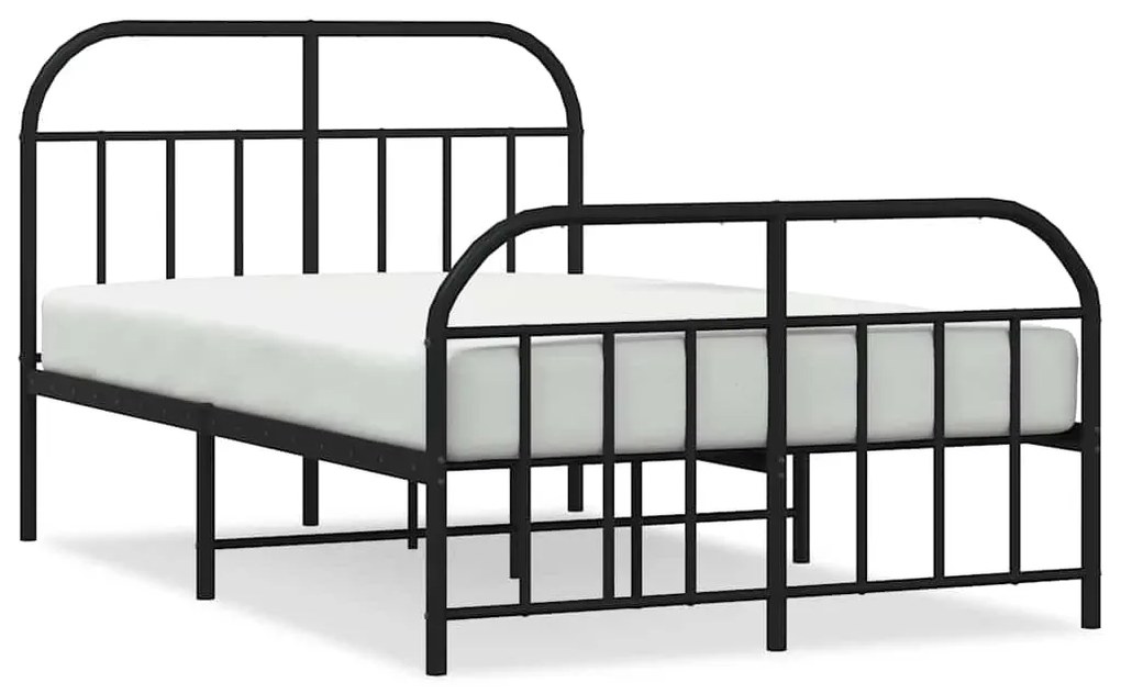 353651 vidaXL Метална рамка за легло с горна и долна табла, черна, 120x200 см